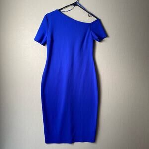 Zara size medium short sleeve sheath asymmetrical‎ neckline dress